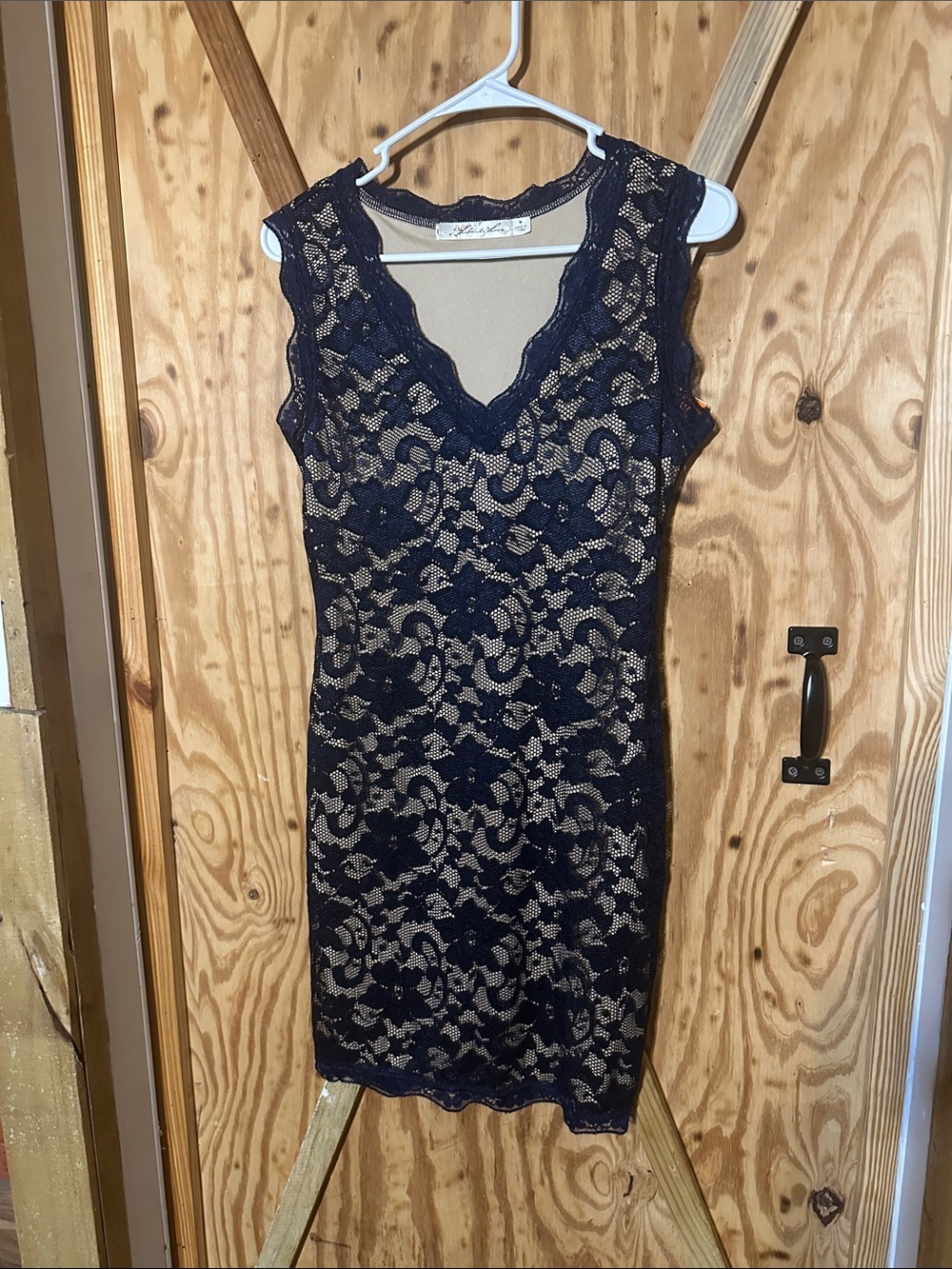 Liberty Love Navy Lace Overlay Dress with Nude Lining